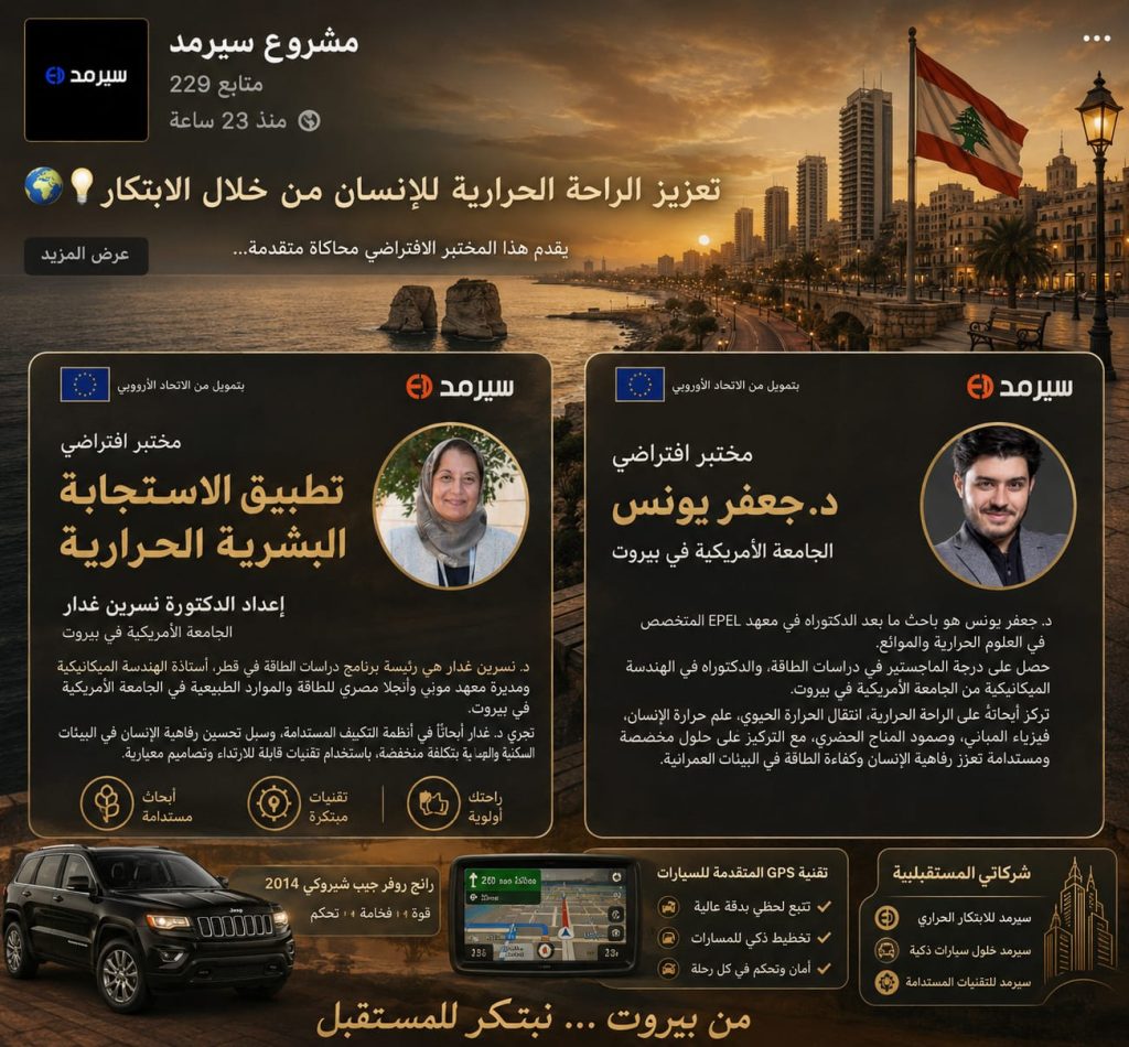 ابتكار علمي للدكتورين غدار ويونس (AUB): مختبر افتراضي يتوقع إحساس الإنسان بالطقس!